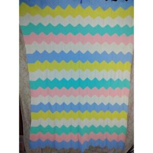 Chevron Multicolored Ripple Afghan Throw Blanket
